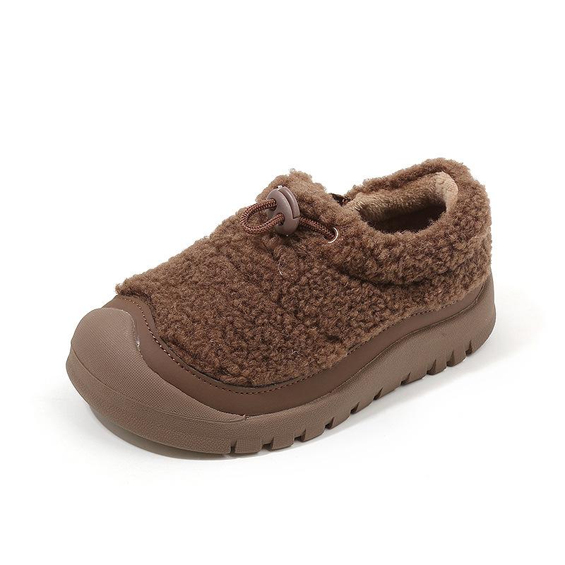 Children's wool shoes 2025 autumn and winter new small lamb's hoof cotton shoes one pedal boys and girls lamb wool warm casual shoes