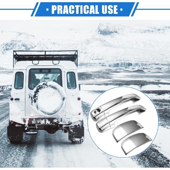 Car Door Handle Cover Kit Compatible for Toyota Tundra 2007-2018, Durable Plastic Silver Tone