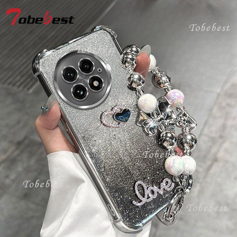 3D Love Shockproof Glitter Plating Bead Bracelet Case for OnePlus 13 13T 12 11 ACE 5 3 Pro Silicone Cover