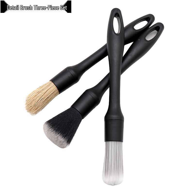 3-Piece Car Detailing Brush Set: Crevice, Wash, and Wheel Brushes