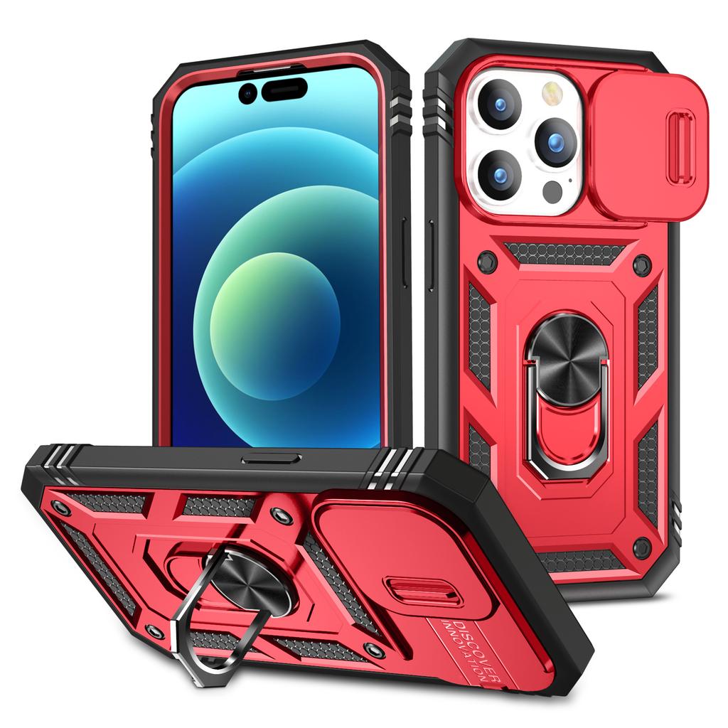Applicable to iPhone16 military window push three-in-one mobile phone case Apple 15 ring car magnetic anti-drop protective case