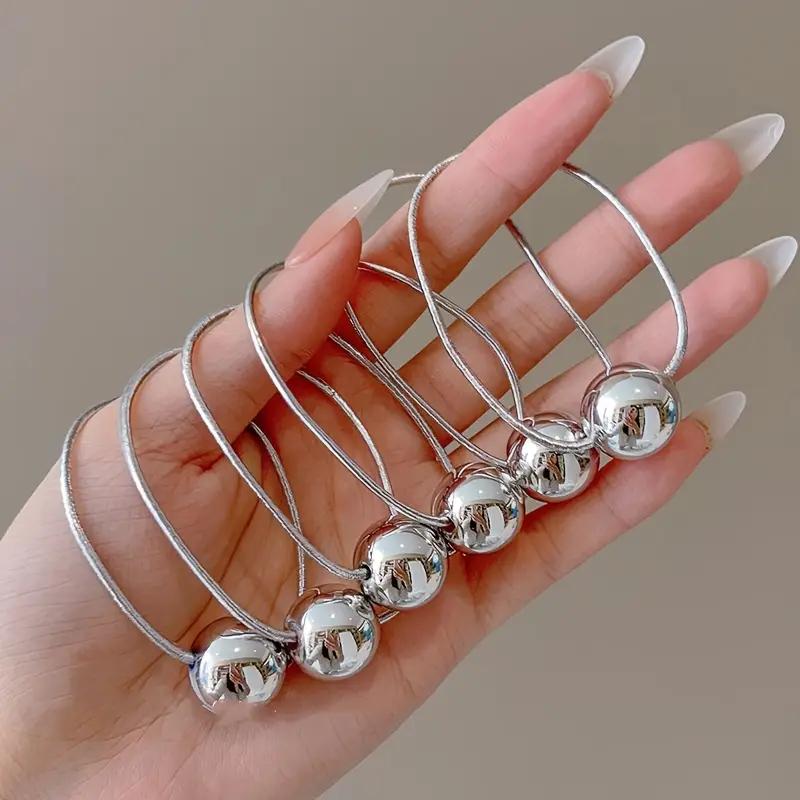 1PCS Gold and Silver Spherical Elastic Hair Rope High-end Sweet Cool Hair Ring Does Not Hurt The Hair Ball Low Ponytail Hair Rope Hair Accessories