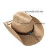 Adjustable Solid Color Western Cowboy Hat PU Leather Belt Sunscreen Cowgirl Hat Wide Brim Ethnic Style Straw Sun Hat Male