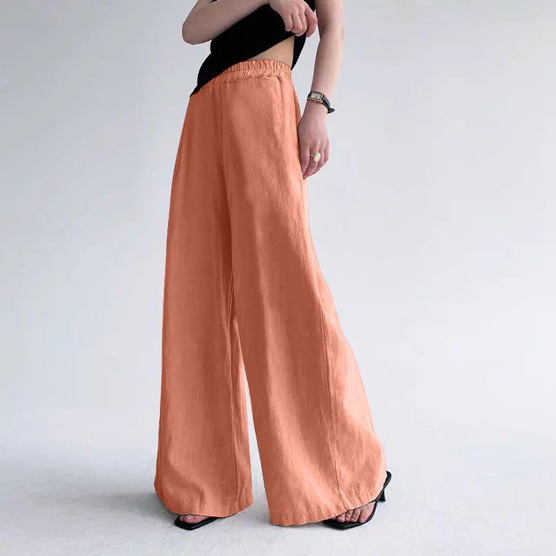 

Women s High-Waisted Cotton & Linen Wide-Leg Pants - Loose, Drapey, Floor-Length for Spring & Summer XL [121-130 lbs] помаранчевий/червоний