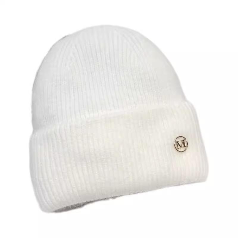 New Knitted Hat for Women Korean Version  Winter Velvet  Thickened  Warm Trendy  Fashionable Lettered  High End Woolen Hat