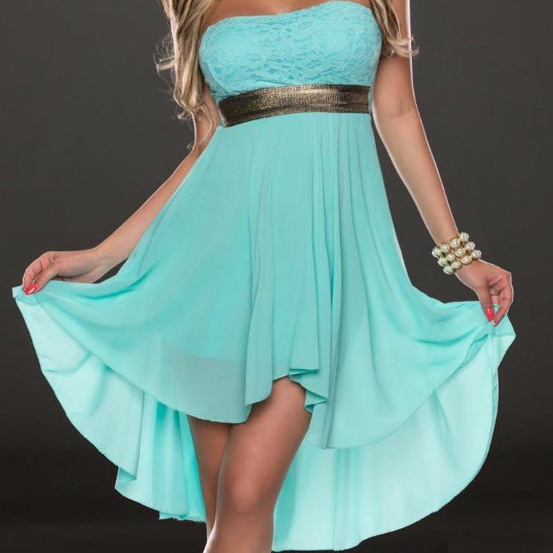 Elegant Women Ladies Strapless Chiffon Pleated Highwaisted Bridesmaid Dress