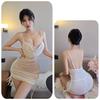 Large Size Lace Mesh See Through Nightgown Women Split Short Babydolls Temptation Perspective Lingerie Porn Roleplay Nightwear