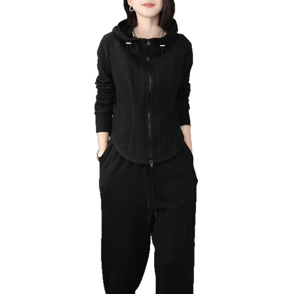 Women's 2026 Spring Slimming Sportswear Set: Waist-Cinching Top & Wide-Leg Pants