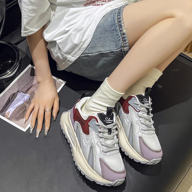 Fashion Woman Mesh Breathable Sneakers Women Autumn Trainers Shoes Ladies Casual Sport Sneakers Flat Lightweight Soft Vulcanize Shoes