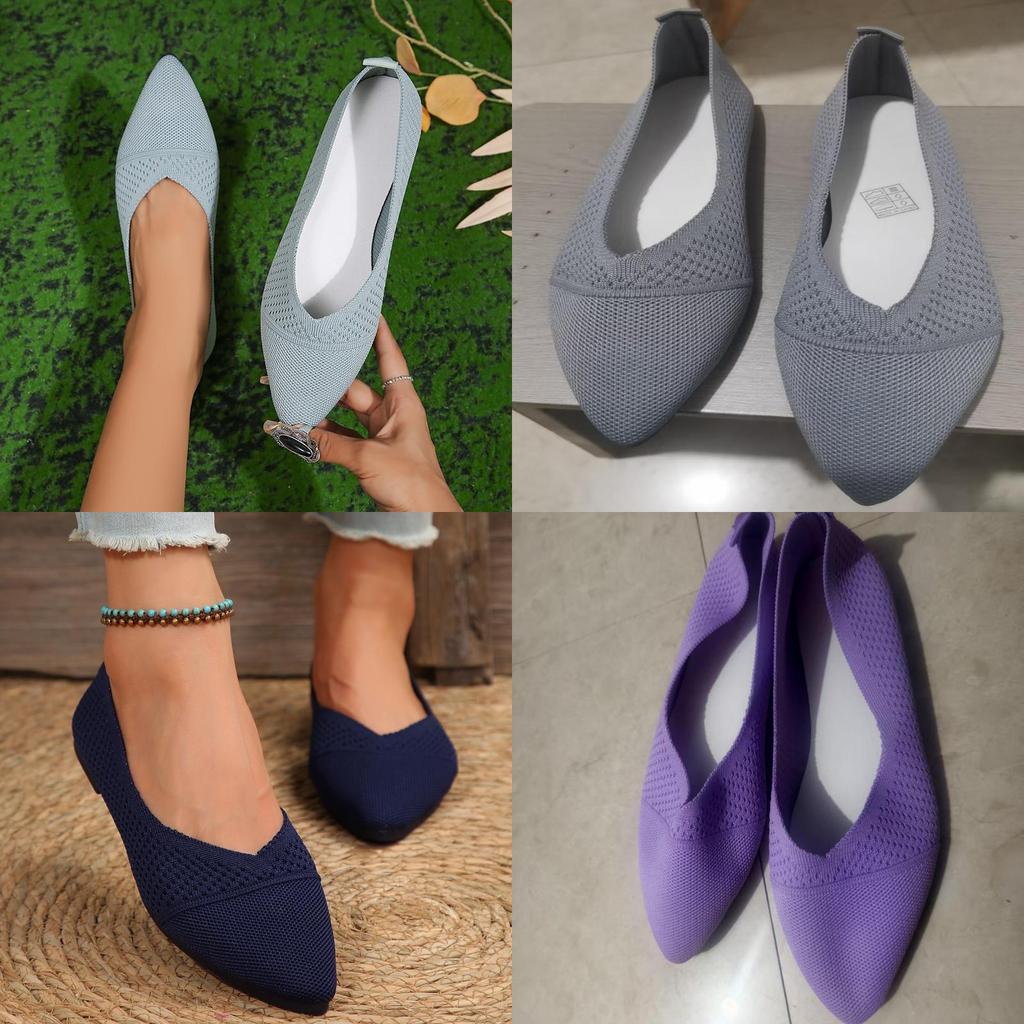 Womens Flyknit Slipon Loafers With Rubber Sole For Daily Casual Wear