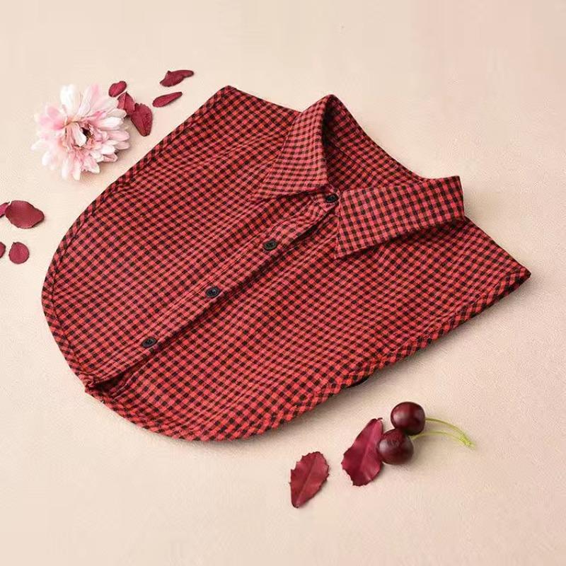 Women Cotton Lace Fake Collar Blouse Vintage Detachable Collar Women Shirt False Tie Lapel Blouse Top Clothes Accessories