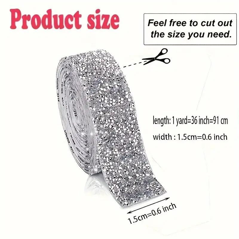 1 Roll Self Adhesive Glitter Crystal Rhinestone Sticker Diamond Ribbon Diy Sticker Rhinestones Arts Crafts Car Phone Camera Deco