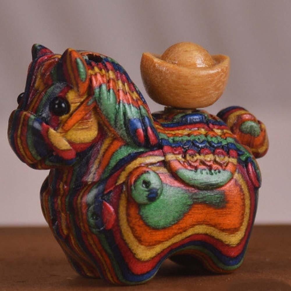 Mini Zodiac Horse Pendant Chinese Style Green Sandalwood Phone Chain Wooden Horse Keychain  Friends