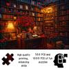 500/1000pcs Puzzle Game (Warm Light Red Rose Full Shelf Book) Suitable for Living Room Decoration, Study Room Arrangement, Gift Packaging, Jigsaw Puzz