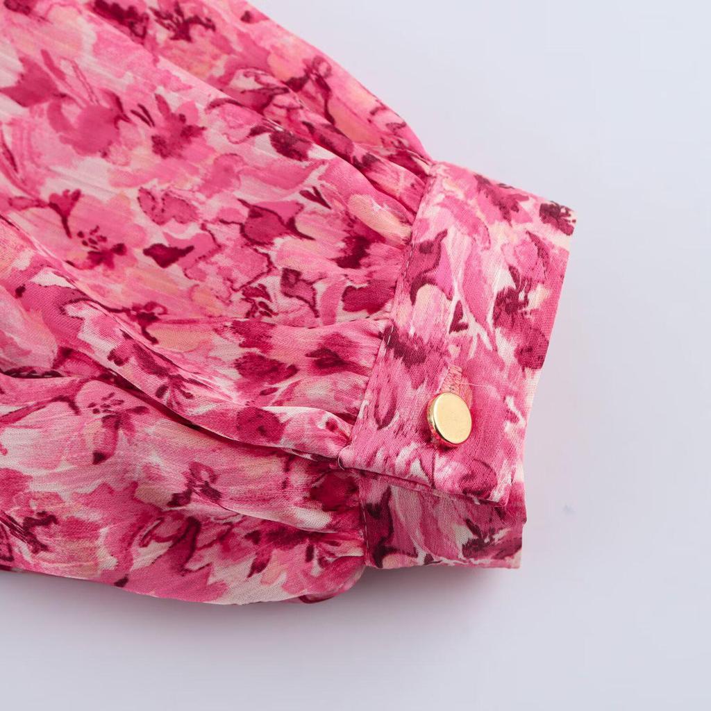 Spring/Summer 2025 Women's Floral Tie-Waist Casual Dress
