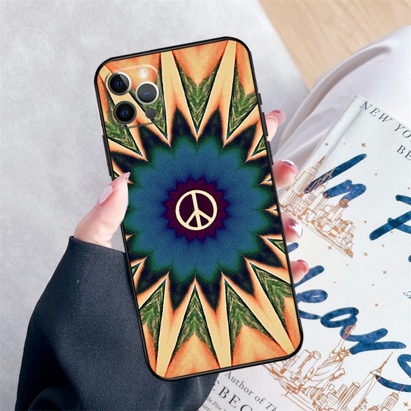 Psychedelic Art Peace Phone Case For iPhone 14 15 16 Pro Max 12 13 Mini 11 Pro Max XR 15 16 Plus 16e Cover Coque