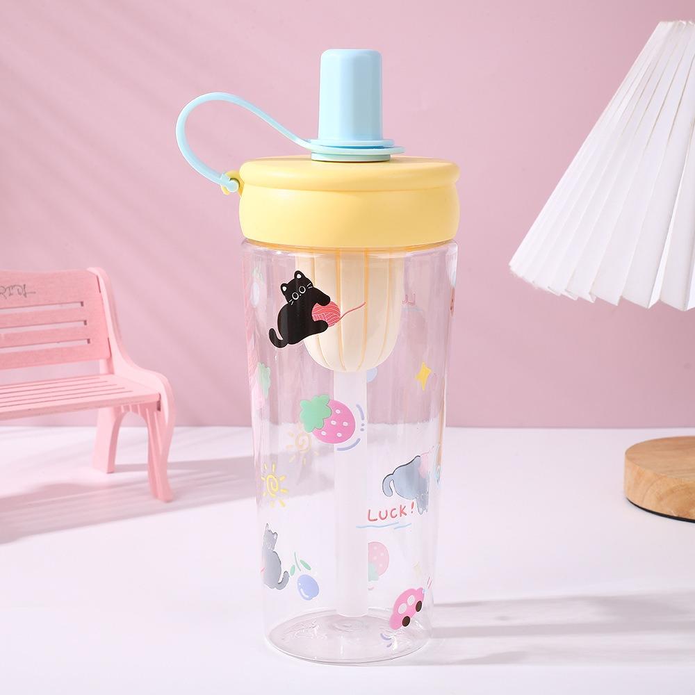 700ml Water Bottle Animal Cup With Lid Straw Cute Coffee Cup  for Juice Milk