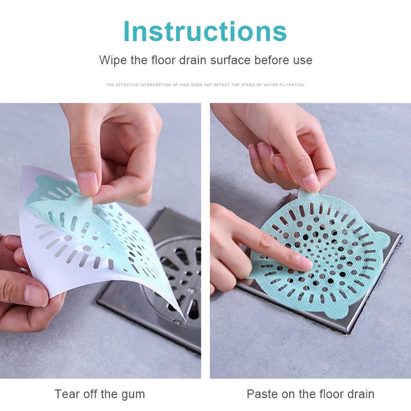 10 Pcs Home  Hair Trap Floor Drain Tank Filter Toilet Sewer Hair Filter Sticker AVE
