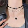 Gothic Y2K Multi Layer Black Peach Heart Pendant Choker Clavicle Chain Necklace For Women Girls Aesthetic Jewelry Accessories CLE