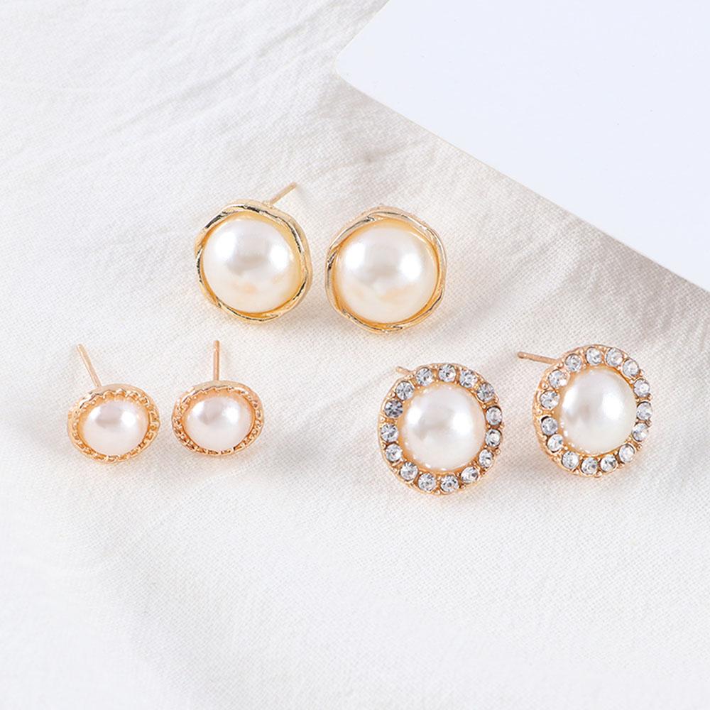 6 Pair/Lot Simulated Pearl Hollow Flower For Women Stud Earrings Accessories Jewelry Earring Sets