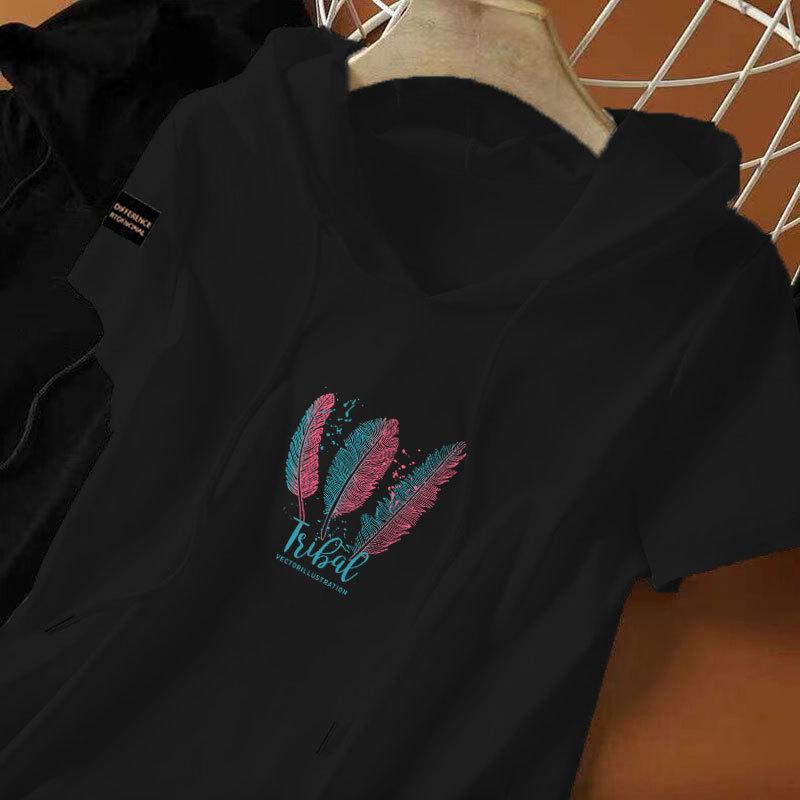 

100% Хлопок Толстовка с капюшоном в китайском стиле | Женская этническая футболка с коротким рукавом свободного кроя 2XL [for 125-140 lbs]