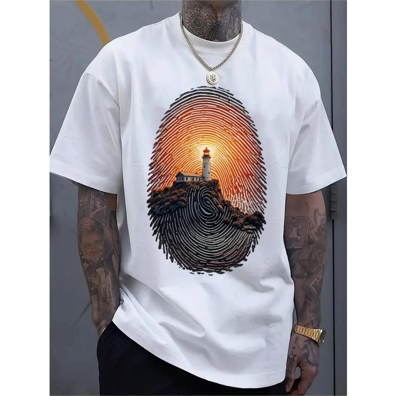 

European sizes Men s casual sportswear short-sleeved shirt, trendy 2D printed pattern, stretchy and comfortable 4XL білий