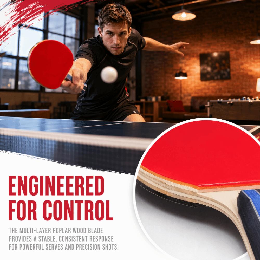 6PCS Poplar Wood Table Tennis Paddle Set Black Red Ping Pong Paddles Indoor Outdoor