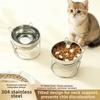 Fall-Resistant Cat Bowl With Stand Stainless Steel Stainless Steel Cat Bowl Drinking Bowl  For Cat