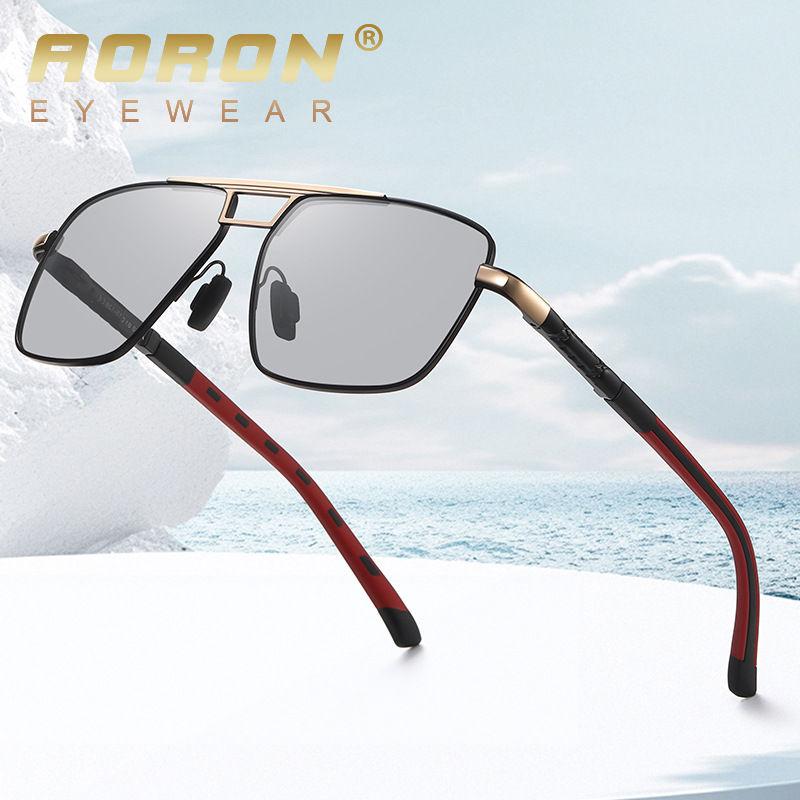 AORON Metal Frame Photochromic Polarized Sunglasses for Men Women Sport Driving Fishing Glasses