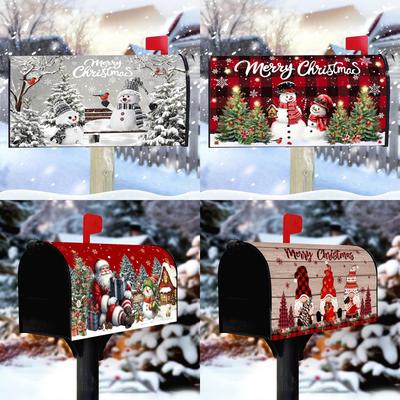 Christmas Mailbox Cover Winter Wonderland Snowman Mailbox Wrap Christmas Decorations for Home 2026 Navidad Gifts New Year 2026