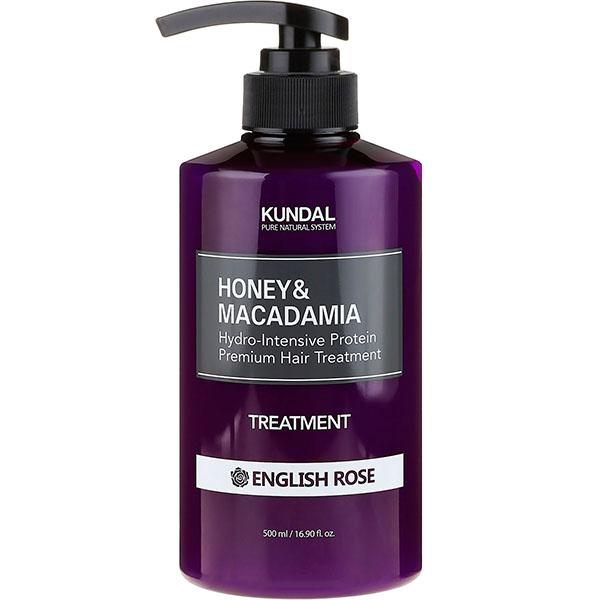 

Nourishing conditioner with honey and macadamia oil Honey & Macadamia Protein Hair Treatment English Rose Kundal 500 ml
