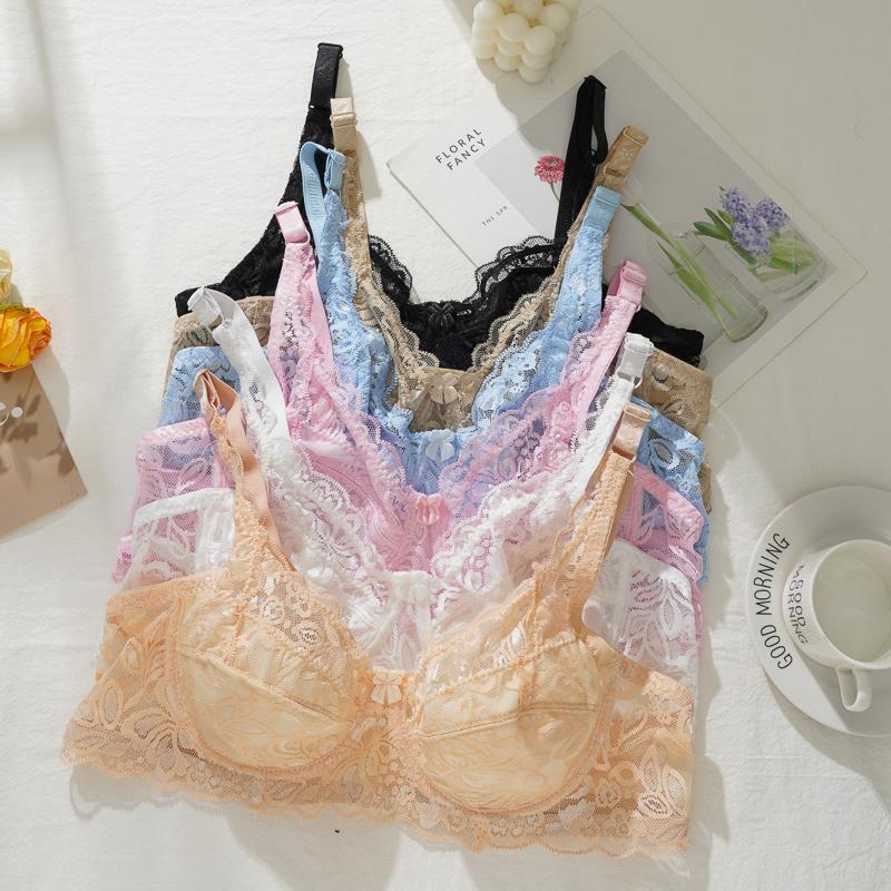 Lace Perspective Brassiere Women Sexy Lingerie Underwire Floral Bralette Plus Size Bras