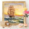 Full borrning Rund 5D Diamantmålning Segelbåt Diamantbroderi Landskap Mosaikdekor Hem Diamantkonst
