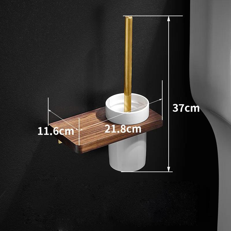Golden Bathroom Shelves Bathroom Wood Towel Rack Wall Mounted Storage Towel Bar Pole Slippers Rack Tripod Toilet Paper Shelf