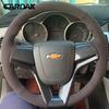 DIY Black Carbon Leather Car Steering Wheel Cover for Chevrolet Chevy Cruze Aveo Orlando Sonic Trax 2009-2022 ji2