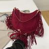 2025 New Fashion High Quality Women Faux Suede Tassel Shoulder Bags Bohemian Style Large Capacity Handbags Versatile Tote Bags