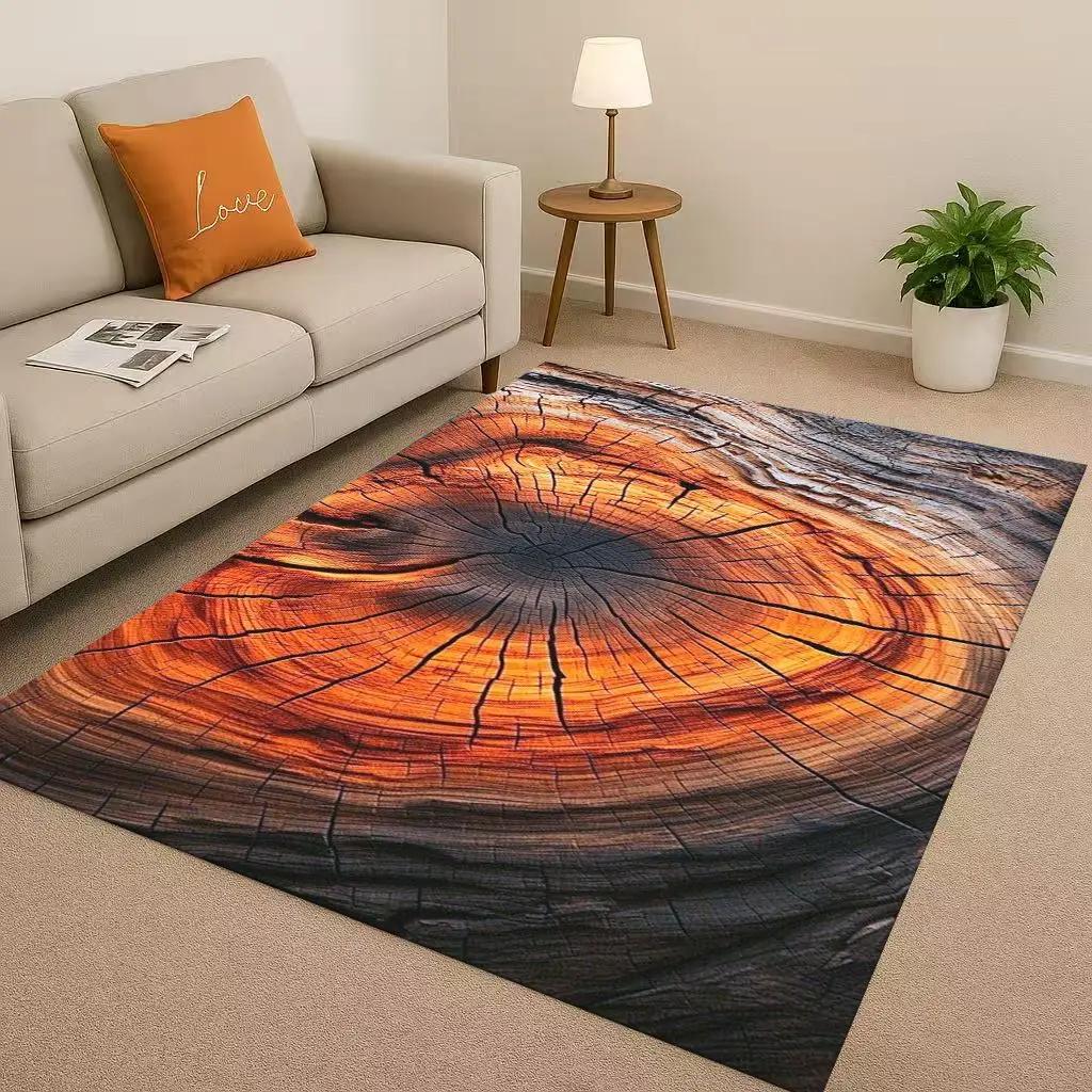 

Wood Grain Retro Tree Growth Ring Brown Gray Living Room Non Slip Area Rug Carpet for Bedroom Playroom Sofa,Home Decor Doormat 40cm x 60cm
