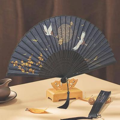 1 Stück - Chinesischer Vintage-Stil Faltfächer Seiden-Handfächer Faltbare Bambusrahmen Dekorative Faltfächer für Hochzeitsfeier