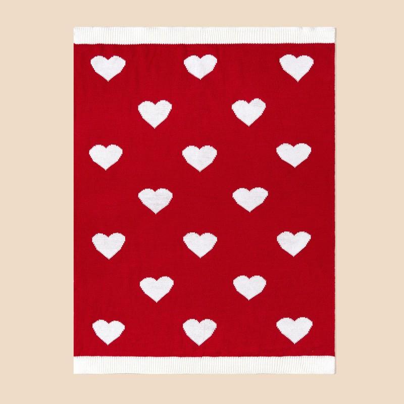Soft Knitted Baby Love Heart Blanket Stroller Crib Car Seat Toddler Swaddle Wrap Lightweight Air Conditioner Throw