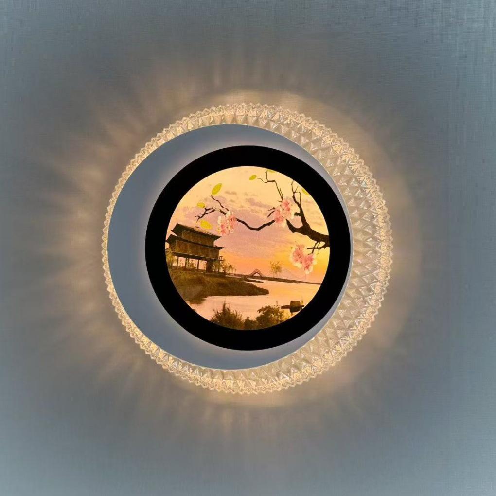 Chinese Style Wave Pattern Wall Lamp for Bedroom and Living Room Decor