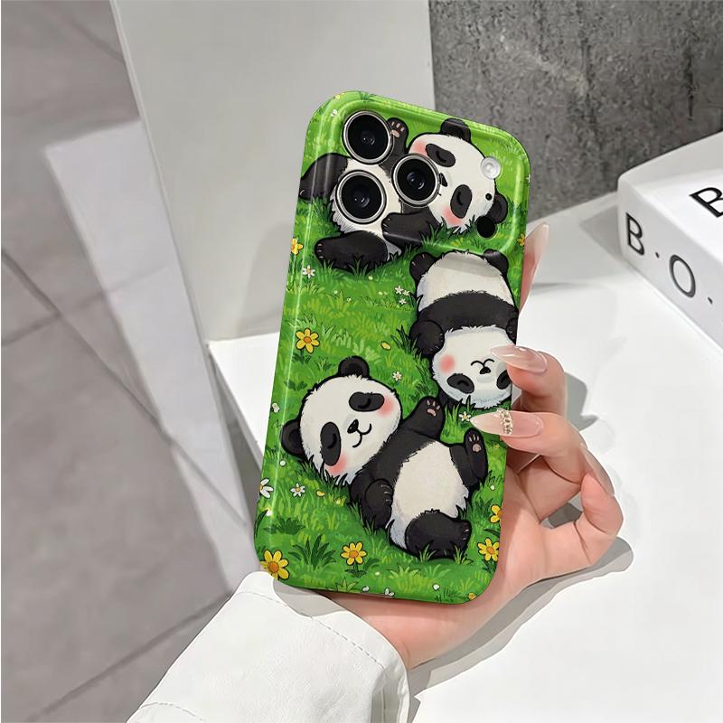 Lively Garden Panda Crew Art Graphic Film Aesthetic Protective Shockproof Bumper Phone Case Cover For iPhone 13 14 15 16 17 Pro Max Plus