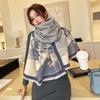 Winter Literary Imitation Cashmere Scarf Women'S Elegant Landscape Flower Language Scarf Thickened Warm Windproof Versatile Shawl