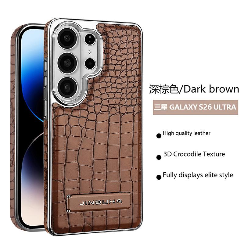 Custodia Lussuosa Business Magnetica in Pelle con Texture Coccodrillo per Samsung S26 Ultra S25 S24 Plus S23 Cover Antishock con Supporto e Sensazione Pelle