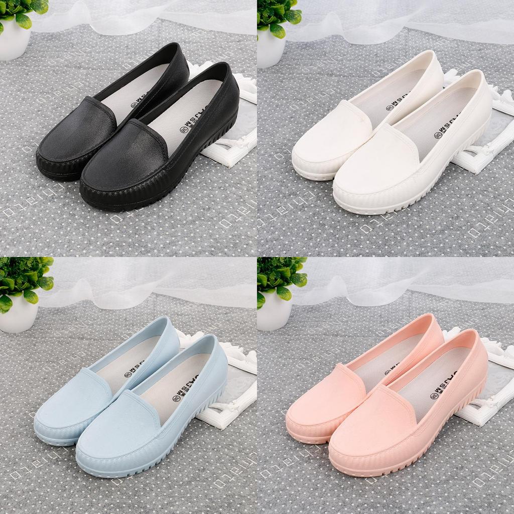 Nurse Women Slipon Flat Shoes With Pvc Waterproof Nonslip For Hospital Work