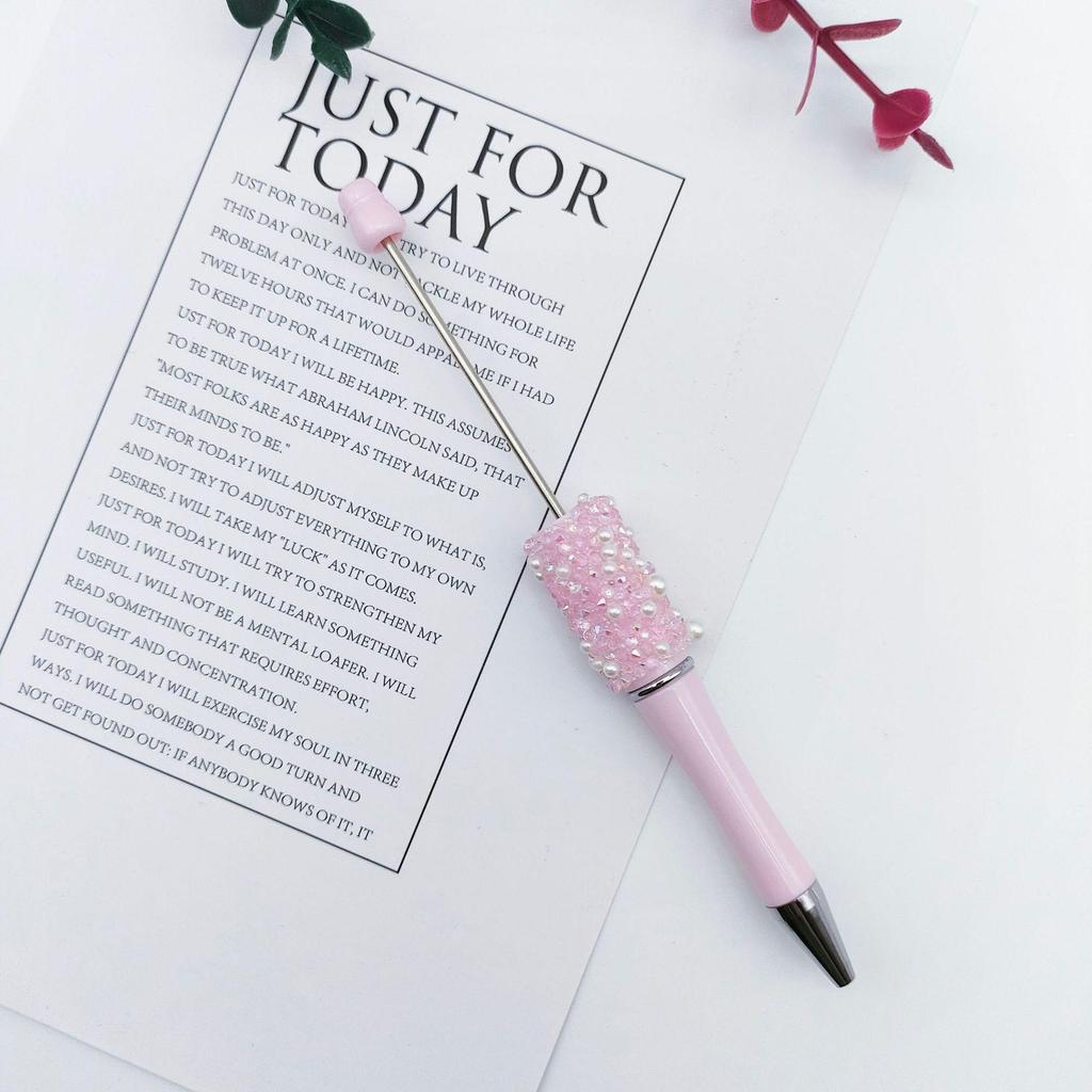 Starry Crystal Pearl Bead Pen - Handmade Rhinestone Candy Design