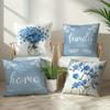Vikama Light Blue Flower Illustration Throw Pillow Cover, Home Decoration Throw Pillow Cover, Living Room Sofa Cushion Cover