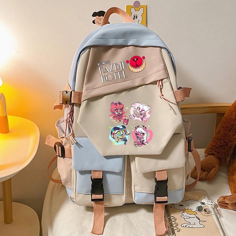 Hell Inn Boys And Girls Elementary And Secondary School Bags Cartoon Hazbinhotel Trendy Backpack Cool