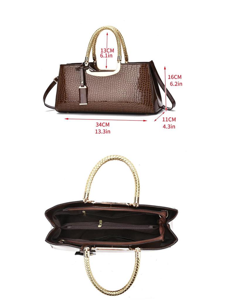 Red Patent Leather Crocodile Pattern Women's Wedding Crossbody Handbag