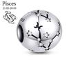 Brand New Copper Metal 12 Constellation Zodiac Round Bead Components Compatible With Authentic Original Pendant Bead Component Bracelet High Quality