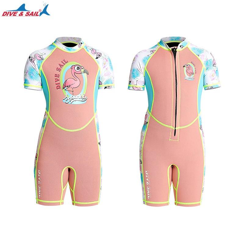Children's Diving Suit 2MM Warm Girls 'swimsuit One-piece Short-sleeved Snorkeling Surfing Sunscreen Jellyfish